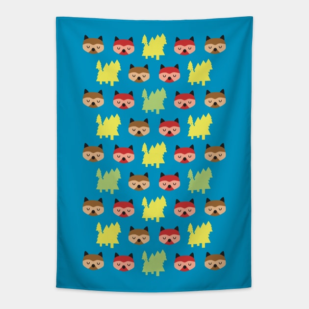 Forest Bandit Raccoons II Tapestry by littleoddforest