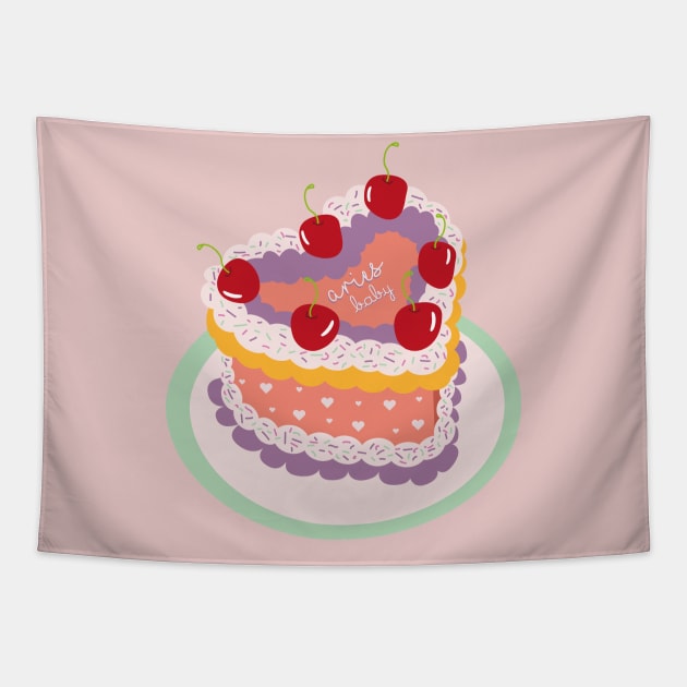 Aries Baby Heart Cake Design Tapestry by rachelaranha