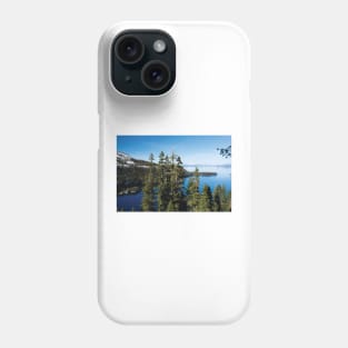 Trees At Lakeshore With Mountain Range In The Background Lake Tahoe Phone Case