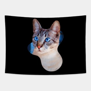 white domestic shorthair cat painting Tapestry