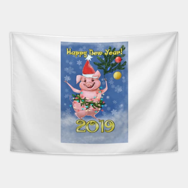 Postcard 2019 The New Year Of The Pig Tapestry by Anthropolog