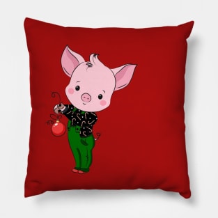 hipster christmas pig Pillow