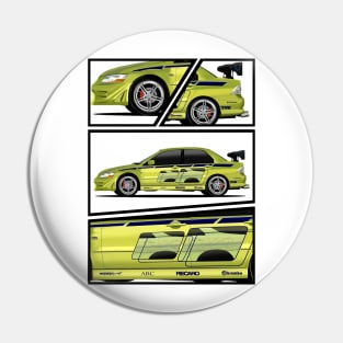 2f2f evo mitsubhishi evolution 2fast 2furious green Pin