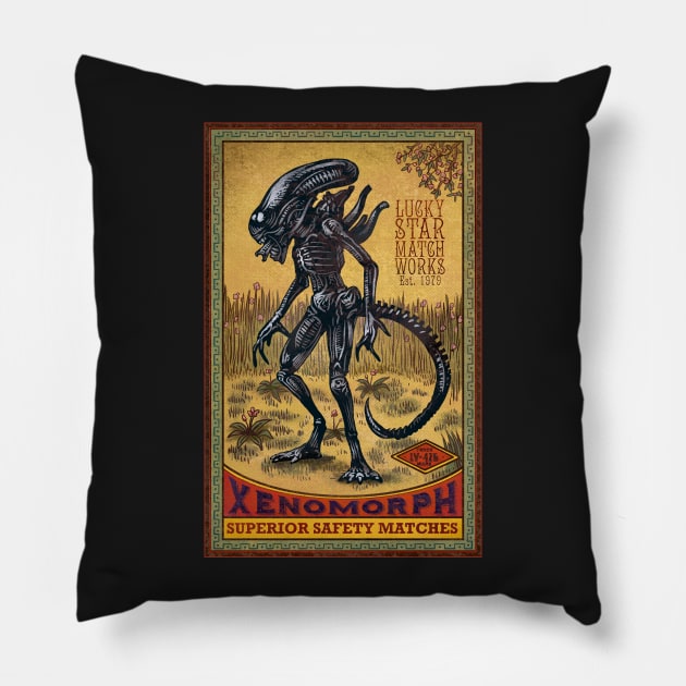 Xenomorph Matches Pillow by ChetArt