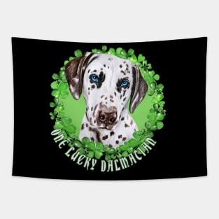 One Lucky Dalmatian Funny St. Patrick Dog Tapestry