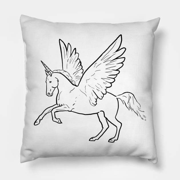 Unicorn + Pegasus = Alicorn! Pillow by Elizabeths-Arts