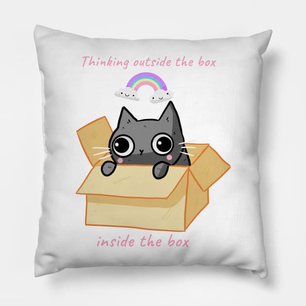 Thinking outside the box inside the box Pillow by Mayarart