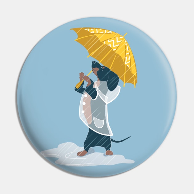 Ready For a Rainy Walk // print // dachshund dog with yellow umbrella and transparent rain coat Pin by SelmaCardoso