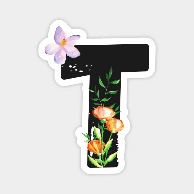 Letter T - Botanical English Alphabet, Name Initial Magnet by Entho