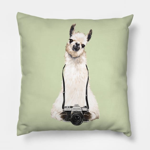 Llama the Photographer Pillow by bignosework