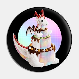 Kawaii Cake Dragon - With Background Pin