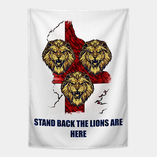 England Euro 2021 Lions, Stand back p2 Tapestry by FasBytes