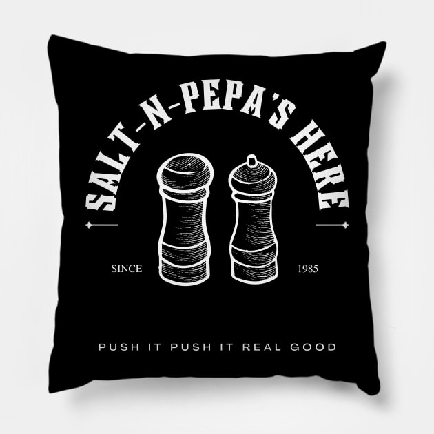 Salt n Pepa Salt & Pepper's Here Pillow by NostalgiaUltra