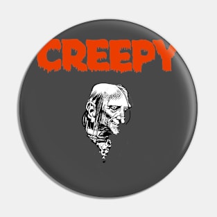 Uncle Creepy red logo Pin