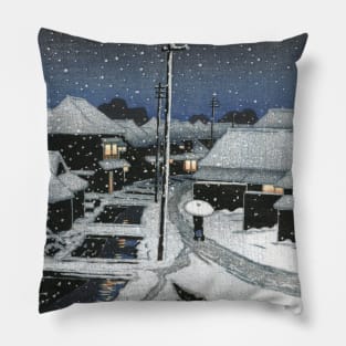 Evening Snow at Terajima Village by Kawase Hasui Pillow