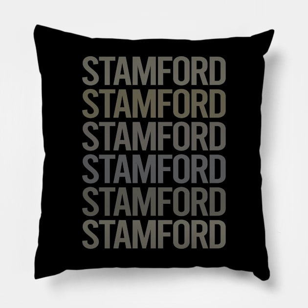 Gray Text Art Stamford Pillow by flaskoverhand