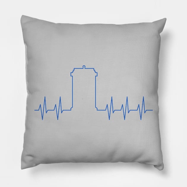 Blue Police Public Call Box - Heart Beats 1 Pillow by EDDArt