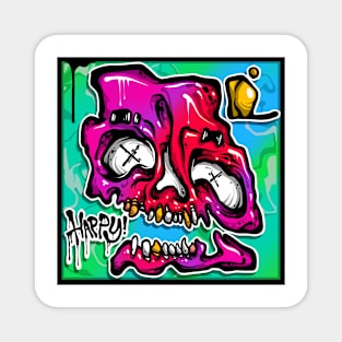 Happy Graffiti Skull Magnet