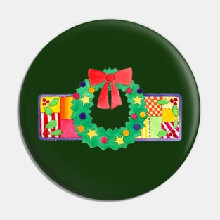 Qulited Christmas Wreath Pin