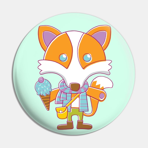 Fox with Ice Cream Pin by vaughanduck