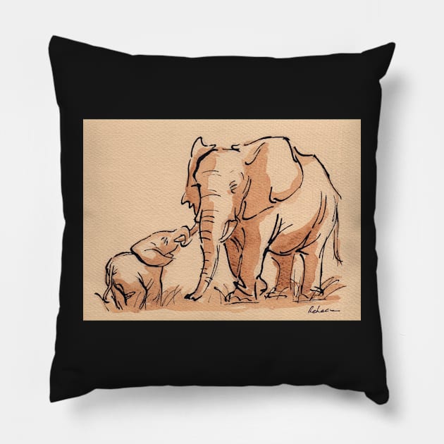 Big Daddy -  Elephant Watercolor Painting #2 Pillow by tranquilwaters