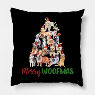 Merry Woofmas Cute Santa Dog Christmas tree Dog Lover Christmas Gift Pillow