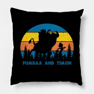 Retro Pumbaa and Timon Pillow