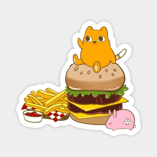 Fat Cat and burger Magnet