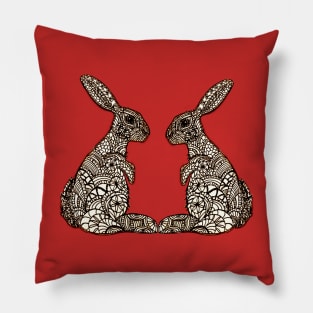 Tribal Bundoodle - intricate Rabbit Design Pillow