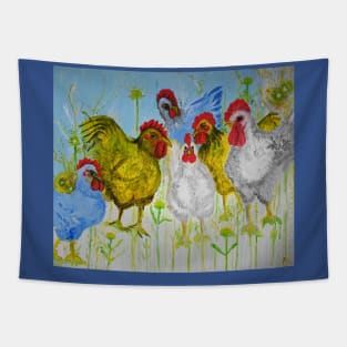 Chickens chatting Tapestry