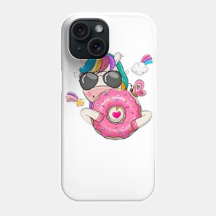 Cute unicorn with a pink donut. Phone Case