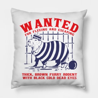 Funny Capybara wanted with prisoner outfit Pillow