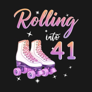 41 Years Old Birthday Girls Rolling Into  41st Birthday T-Shirt