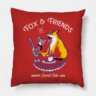 Fox & Friends Happy Carrot Cake Day Pillow