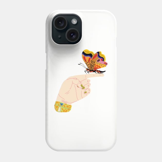 Butterfly on a finger Phone Case by ezrawsmith