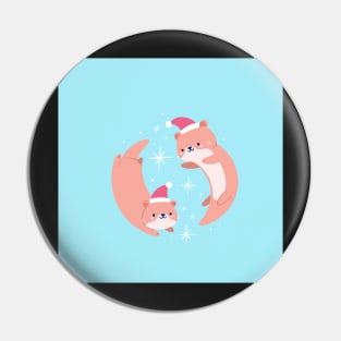 Christmas Otters Pin