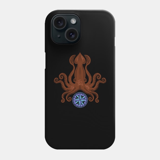 Octopus Compass Seafarer Phone Case by Rebelform