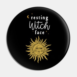 Resting Witch Face with Sun Moon Celestial Pin