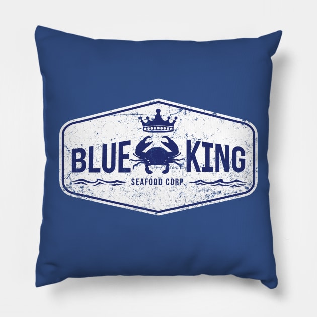 Blue King Seafood Corp Pillow by MindsparkCreative