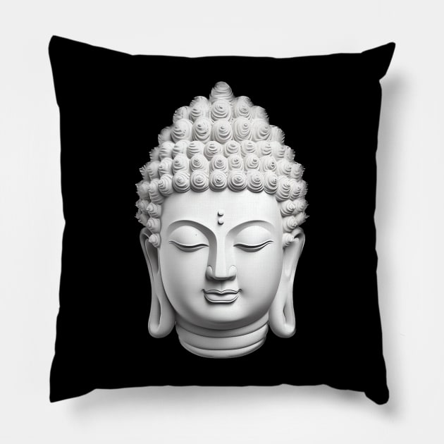 Buddha Face Pillow by AI Art Originals