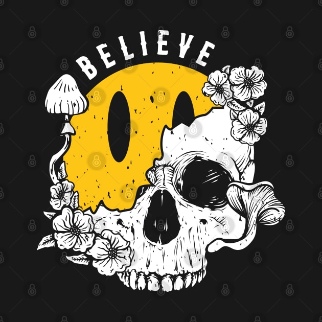 "Believe" Emoji & Psychedelic Skull by FlawlessSeams