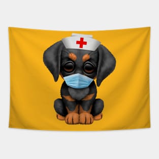 Cute Doberman Puppy Nurse Tapestry