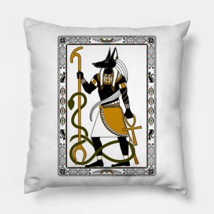 Anubis - Egyptian god - Black, white and gold design Pillow