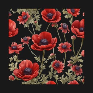 Anemone Floral Pattern Vector Cut Out T-Shirt