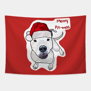 Merry Pitmas (white) Tapestry