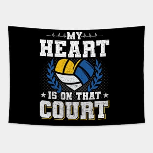 My Heart Is On That Court Volleyball Coach Player Tapestry