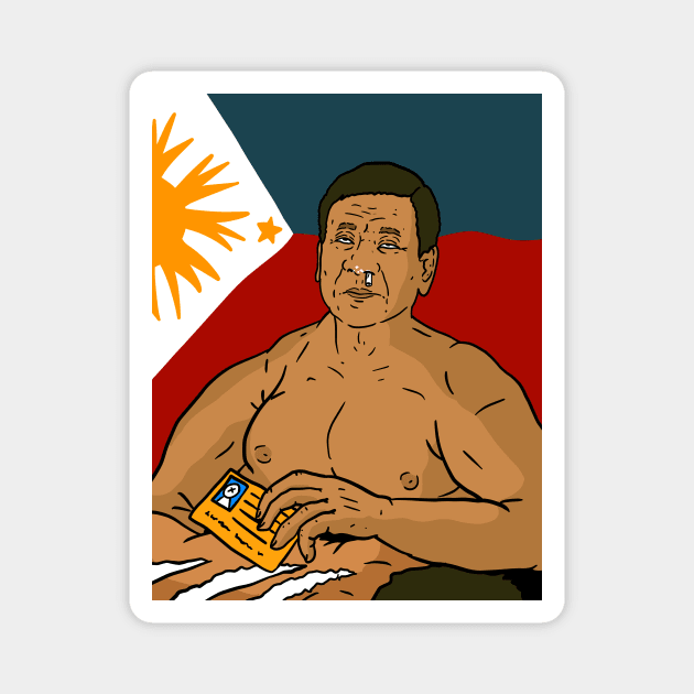 duterte doing coke, a Filipino satirical cartoon. Philippines. Magnet by JJadx