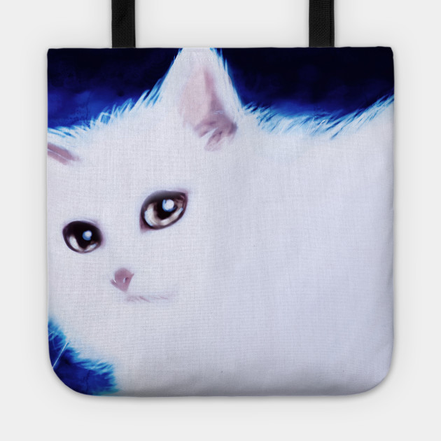 Glowing White Cat Painting Cat Tote Teepublic