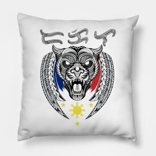 Tribal line Art Tiger / Baybayin word Dakila (Noble/Great) Pillow