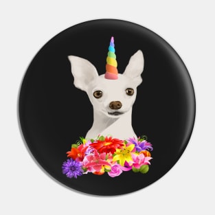 Cute Unicorn Puppy With Colorful Flowers Pin